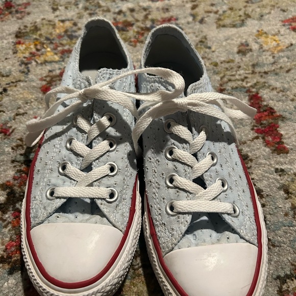 Converse All Stars Shoes - Converse all star Blue Eyelet feminine Womens Size 6 sneaker tennis shoes casual